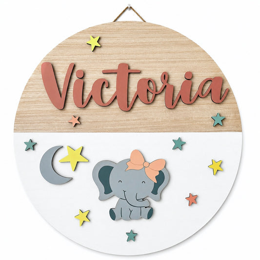 Cartel Nombre Elefante Niña